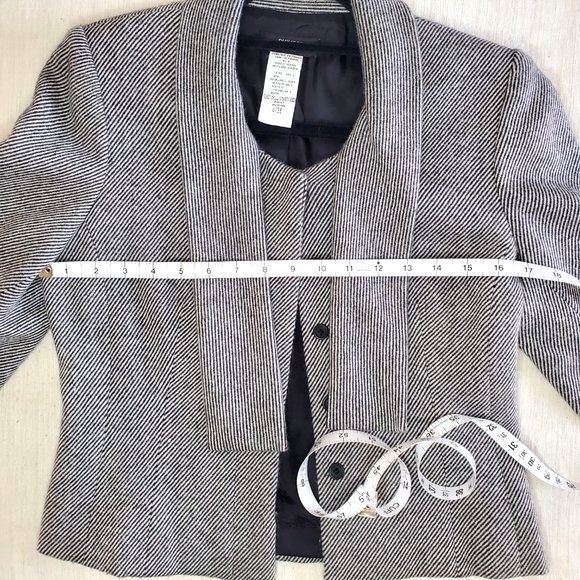 VTG Philippe Adec Wool Striped Cropped Blazer Work Casual Preppy Jacket Sz 4 - Picture 7 of 12